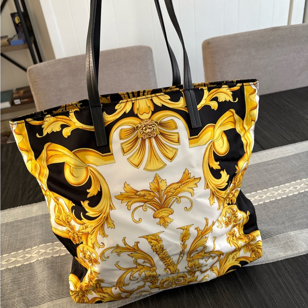 Versace Black and Gold Baroque Tote